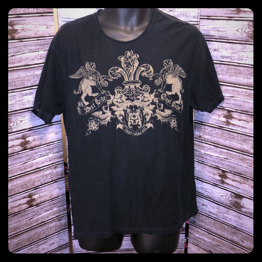 🌴DKNY•L•FACTORY DISTRESSING LOGO•SHORT SLEEVE TEE